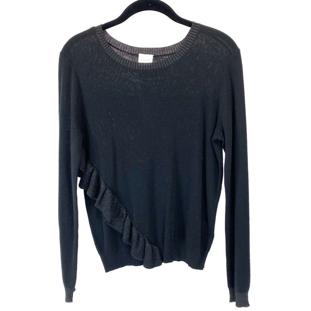 Cupio NWT black sweater with sparkle ruffles - s